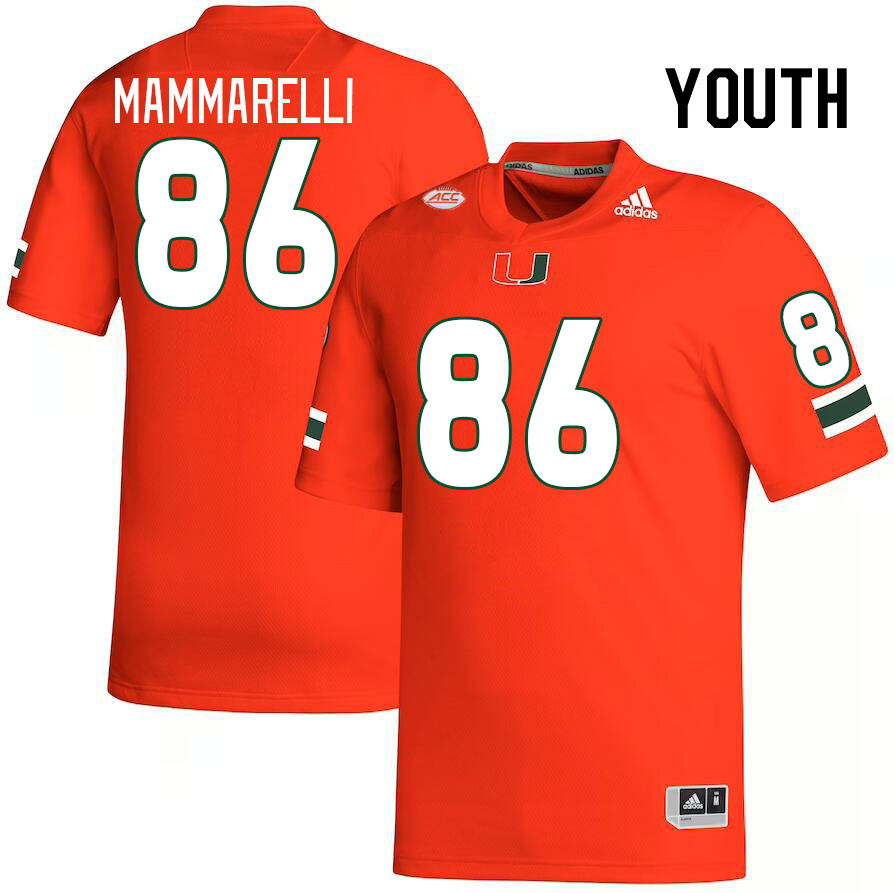 Youth #86 Dominic Mammarelli Miami Hurricanes College Football Jerseys Stitched-Orange